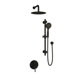 PULSE Showerspas Refuge 6-Spray Patterns with 1.8 GPM 10 in. Wall Mounted Dual Showerheads with Slide Bar and Valve in Oil-Rubbed Bronze 3006-ORB-1.8GPM