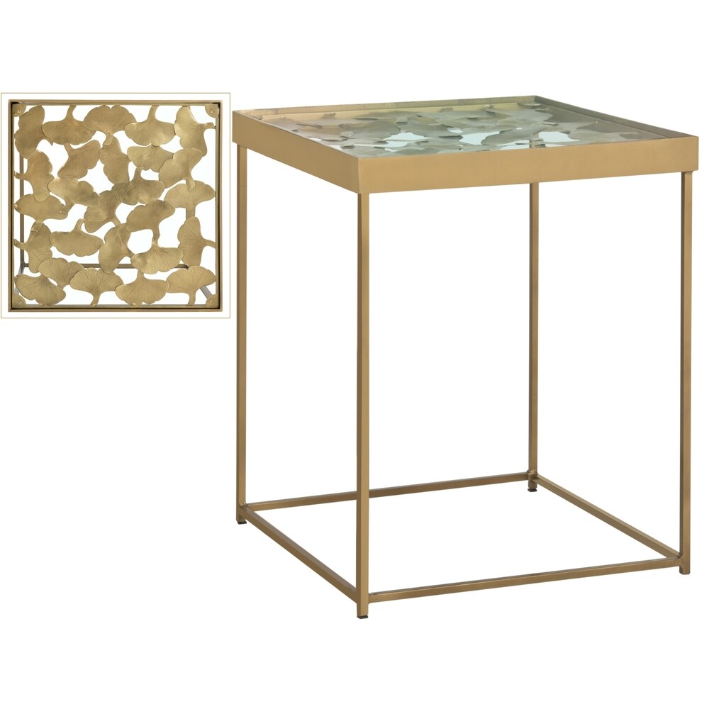 SAFAVIEH Lilian Leaf Antique Brass Side Table   16\