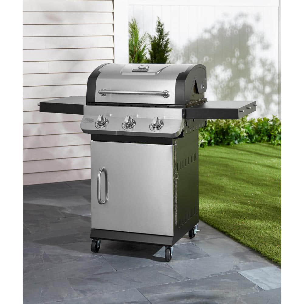 DynaGlo Premier 3Burner Natural Gas Grill in Stainless Steel with Folding Side Tables