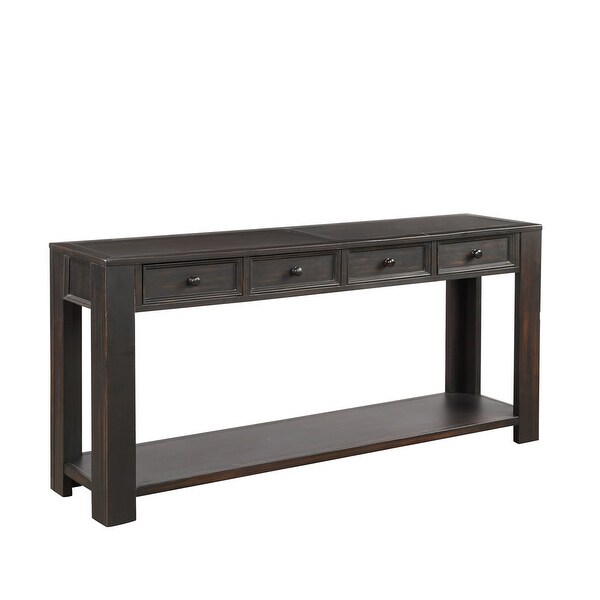 Espresso Entryway Sofa Console Table with 4 Storage Drawers