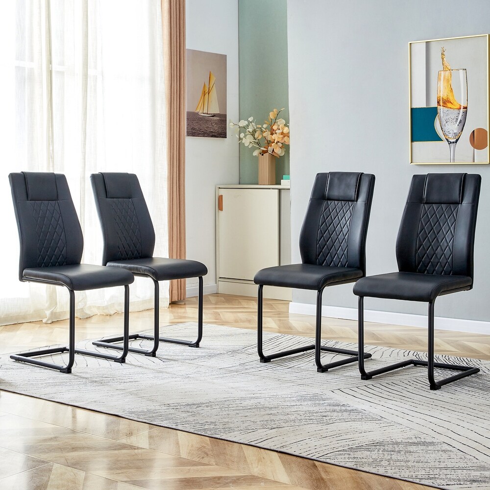 Artificial leather cushioned seats  dining chairs. Dining Room   Living Room Chair. with metal legs set of 4