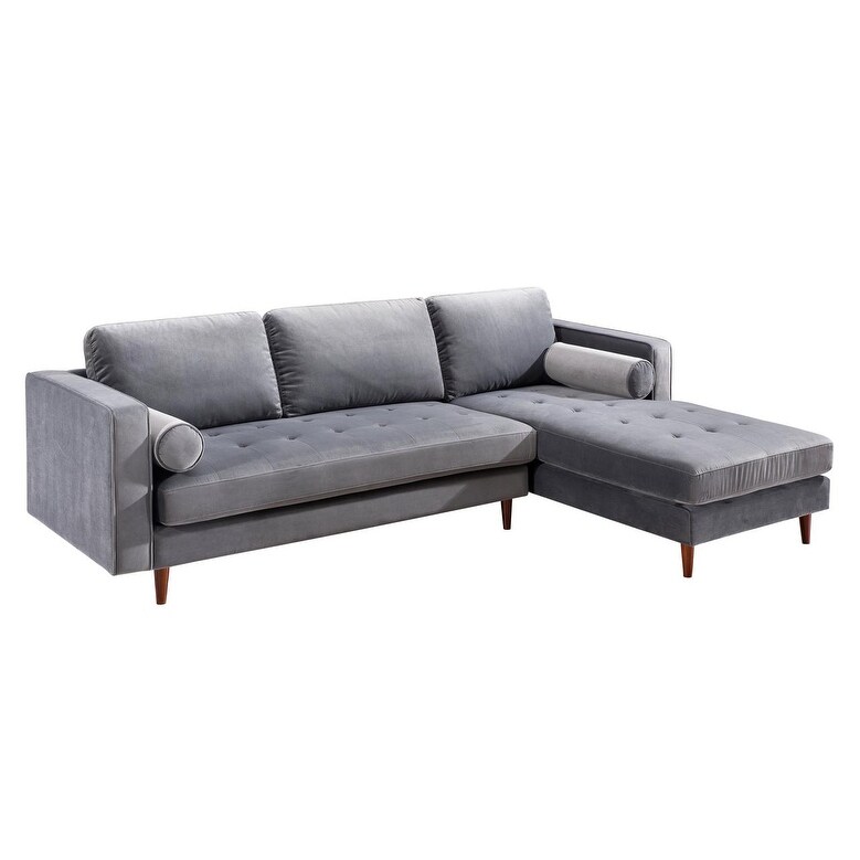 Como Grey Velvet Sectional RAF