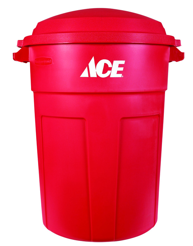 Ace Red 32 Gallon Plastic Outdoor Garbage Can with Lid