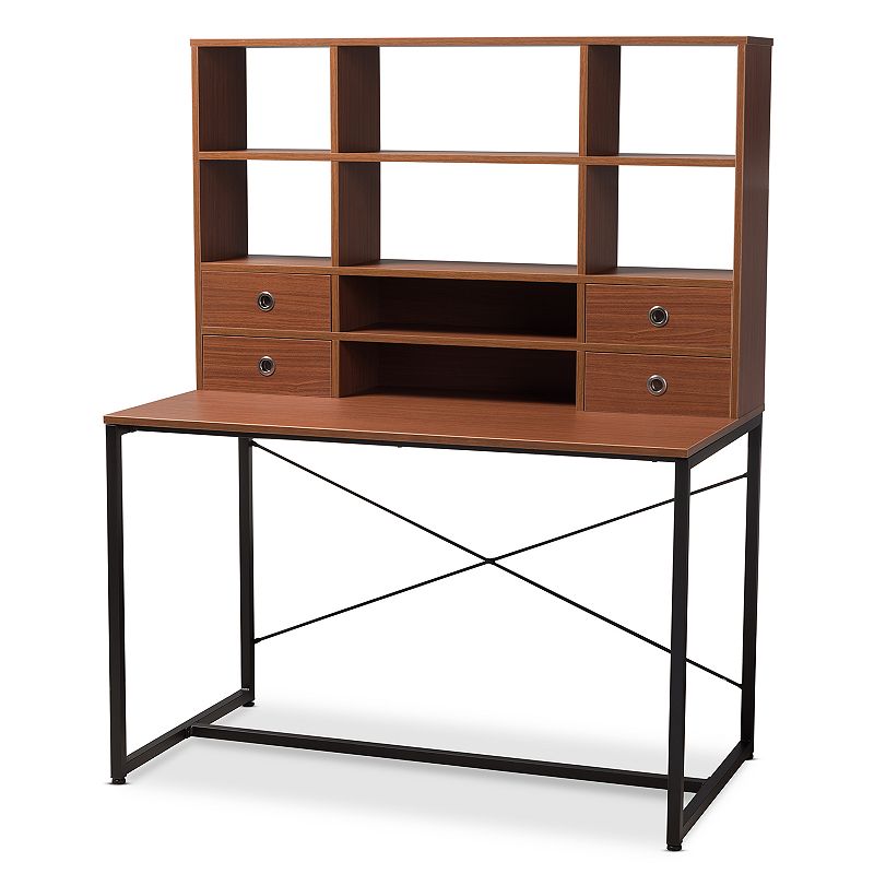 Baxton Studio Industrial Brown Metal Writing Desk