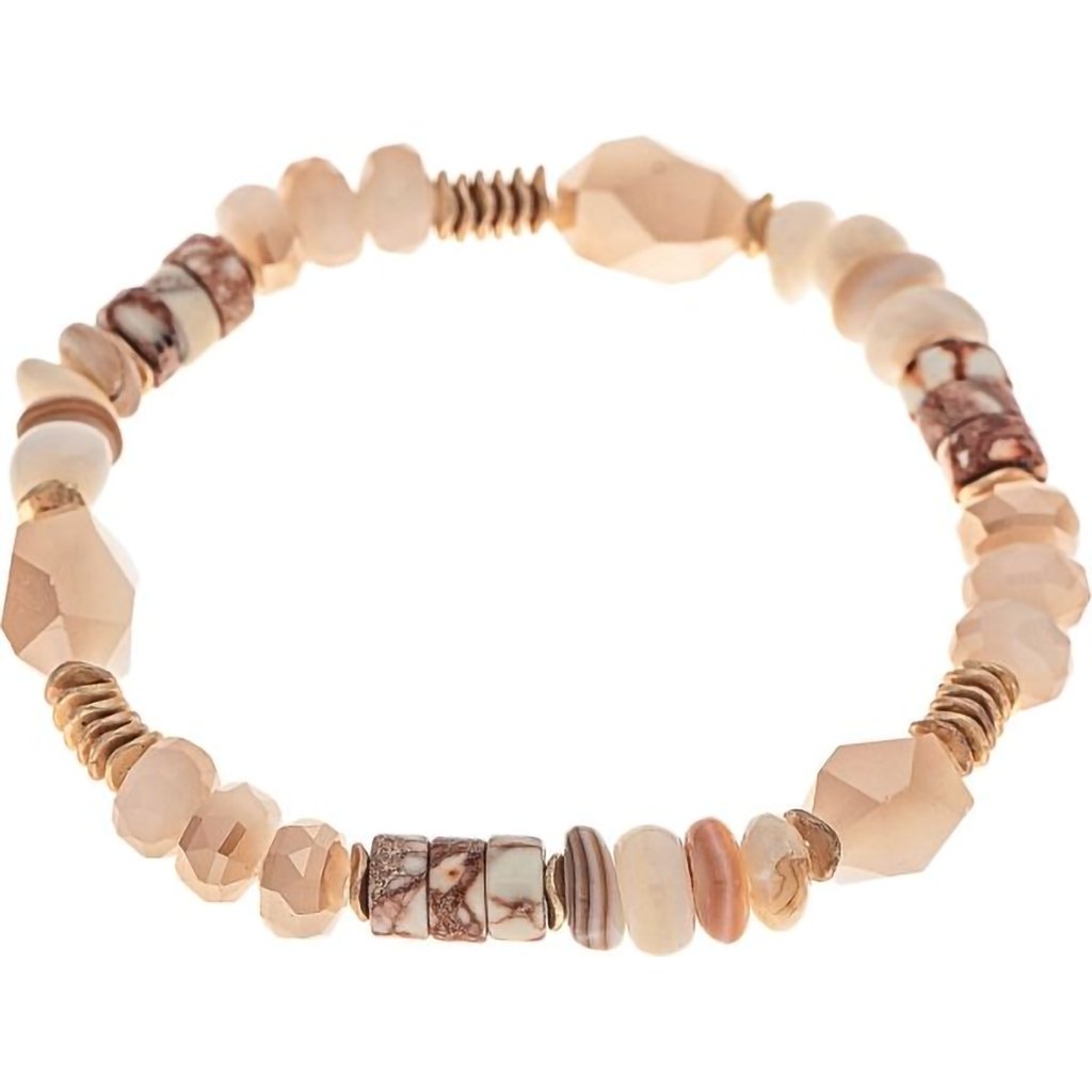 Rain  Gold Natural Glass Shell and Stone Bead Bracele