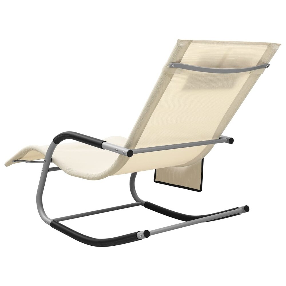 vidaXL Sun Loungers 2 pcs Textilene Cream and Gray