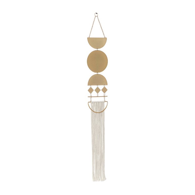 Metal Macrame Wall Decor With Fringe Detailing Gold Olivia amp May