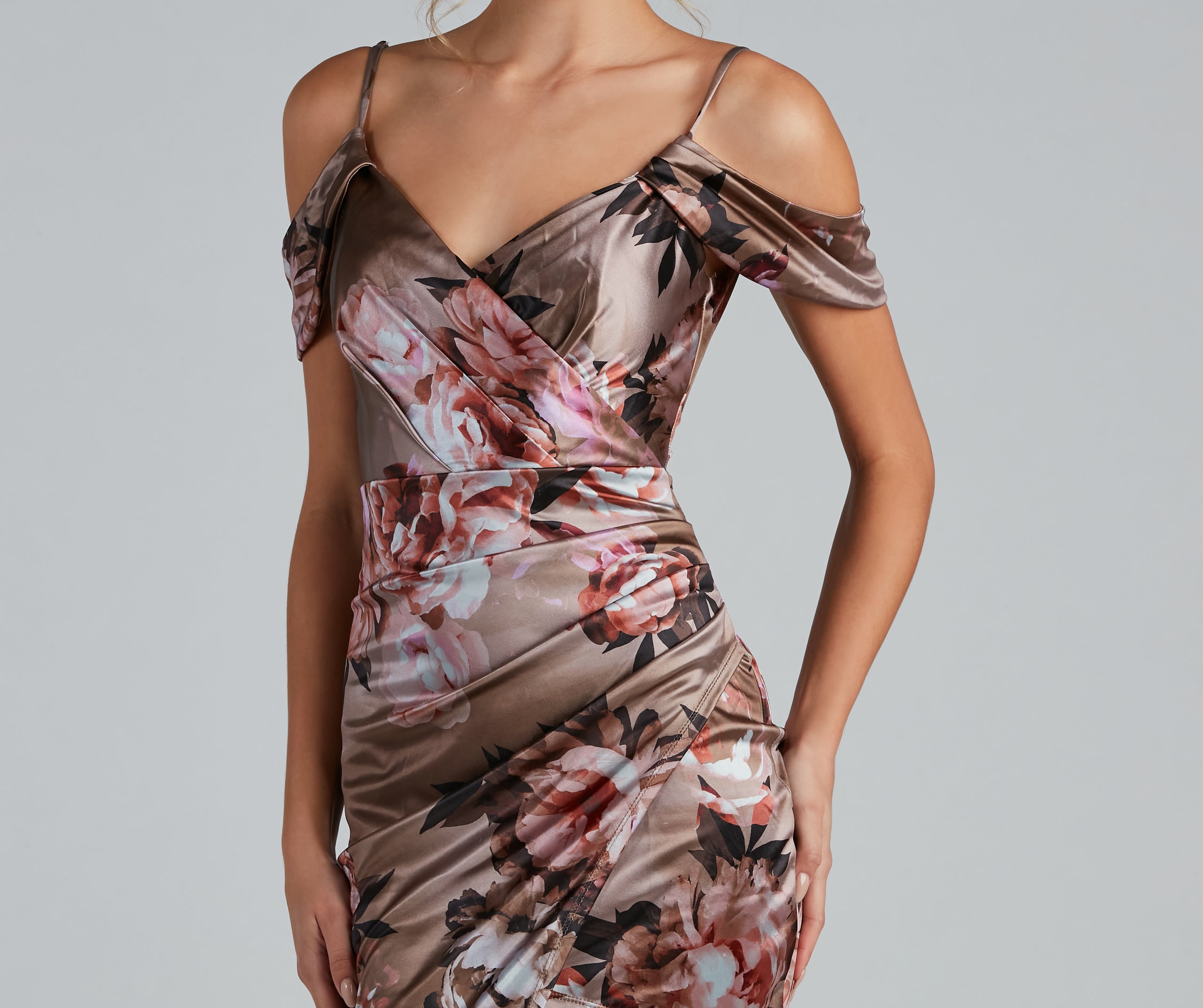 Peyton Satin Floral Asymmetric Mini Dress