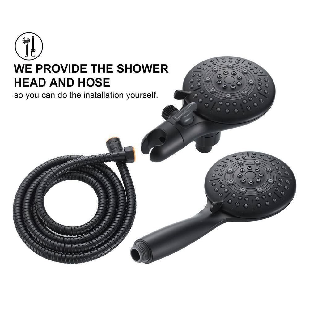 Zalerock 2-in-1 5-Spray Patterns with 1.8 GPM 4.7 in. Wall Mount Dual Shower Heads in Matte Black KSA123