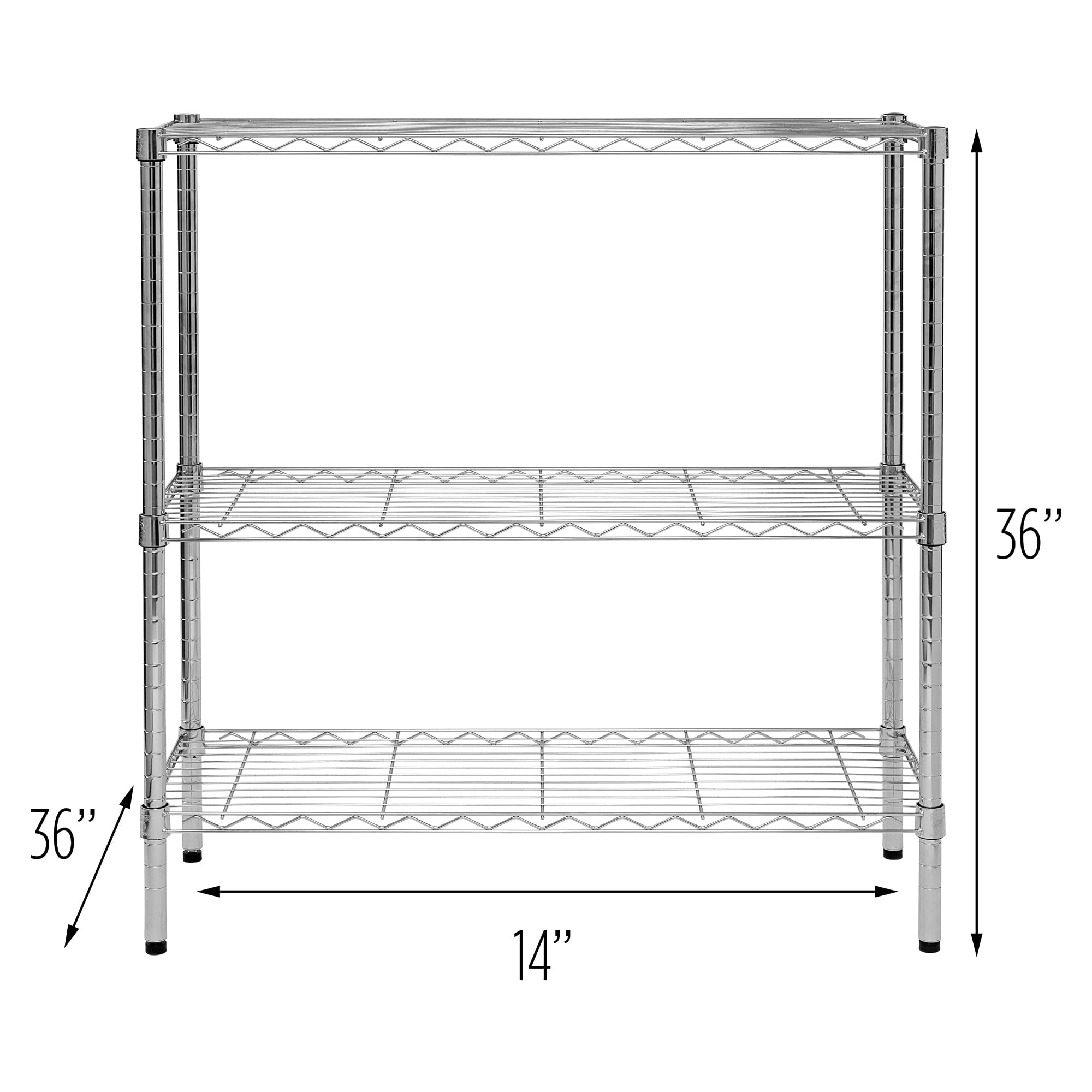 Honey Can Do 3-Tier Heavy-Duty Adjustable Shelving Unit With 200-Lb Shelf Capacity, Chrome, Basement/Garage