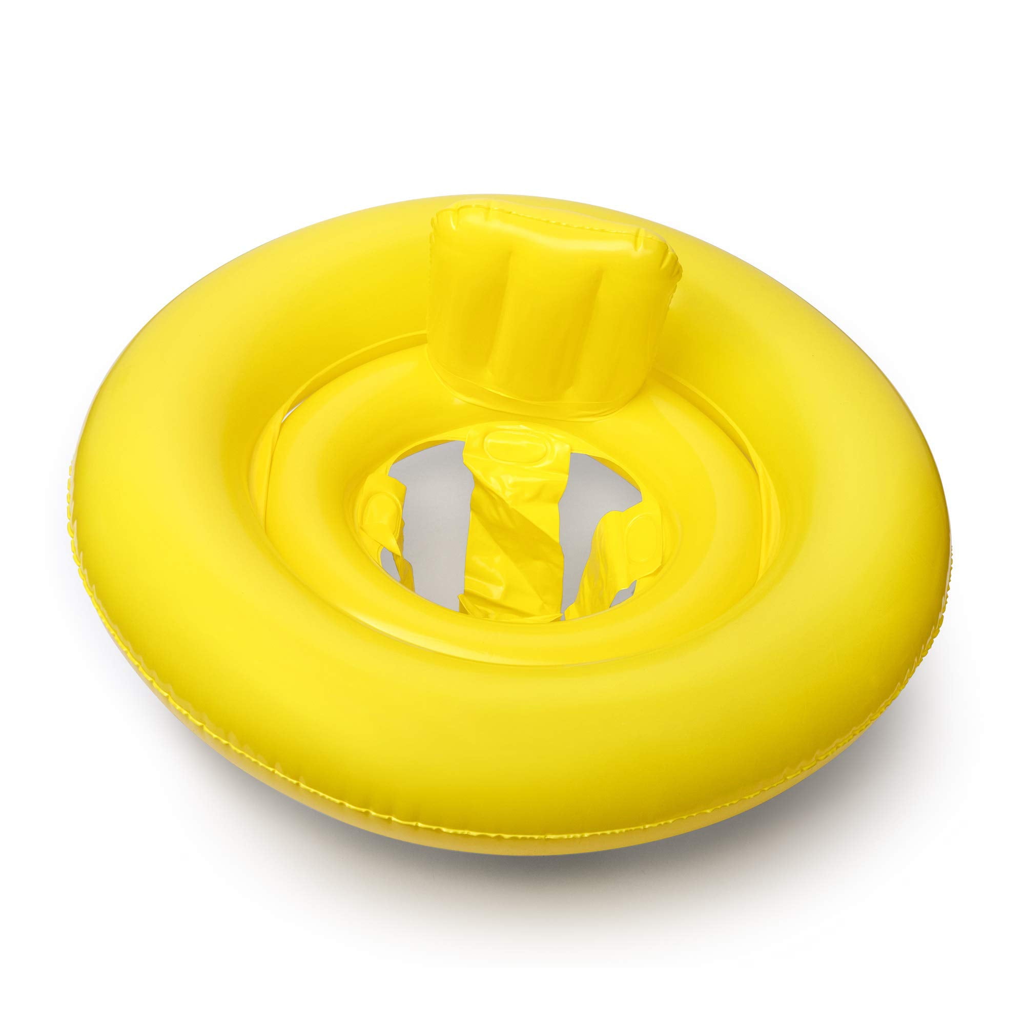 Aquablu Inflatable Baby Seat 24 Yellow Summertime Safety Float for Pool Beach Lake Bay & More Comfortable Floating Support & Solid Bottom for Toddlers Ages 1-2 Years