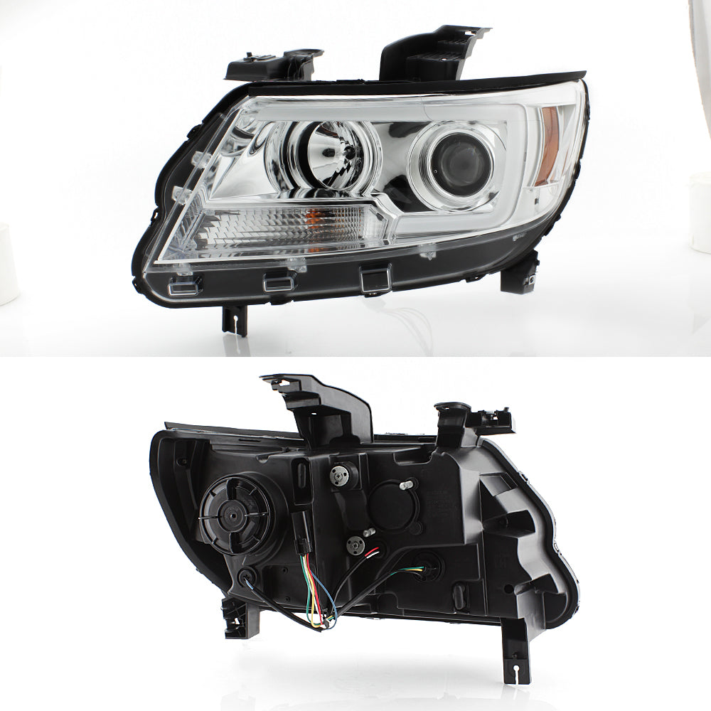 Fits 2015-2021 Chevy Colorado Chrome Full LED DRL Tube Projector Headlights Set