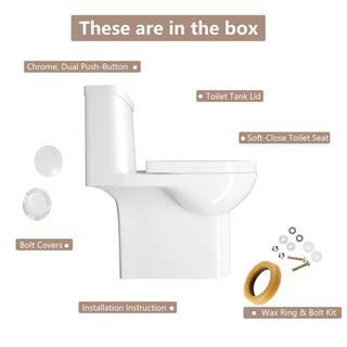 Tahanbath 12 in. Rough-In 1-piece 1.281.6 GPF Dual Flush Ceramic Elongated Toilet in White Seat Included W1243-W124342848-KXC