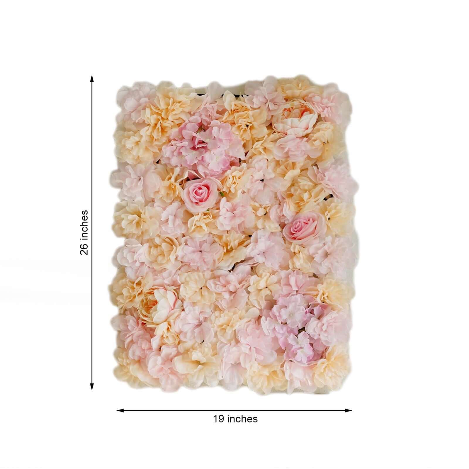 Pink Champagne UV Protected Assorted Flower Wall Mat Backdrop 4 Artificial Panels 13 Sq ft.