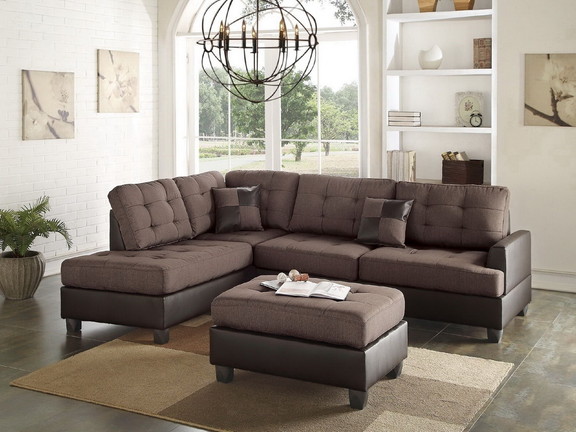 Contemporary Sectional Sofa Espresso Faux Leather ...