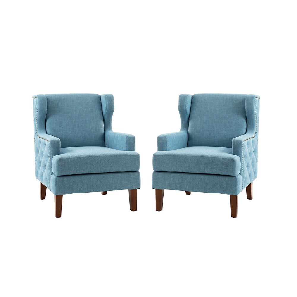 Gerald Classic Polyester Wingback Chair With Button Tufted Body Set Of 2 By HULALA HOME