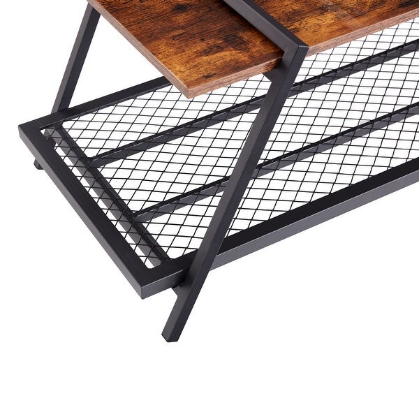 Modern Coffee Tables Sofa Table with Mesh Shelf for Living Room