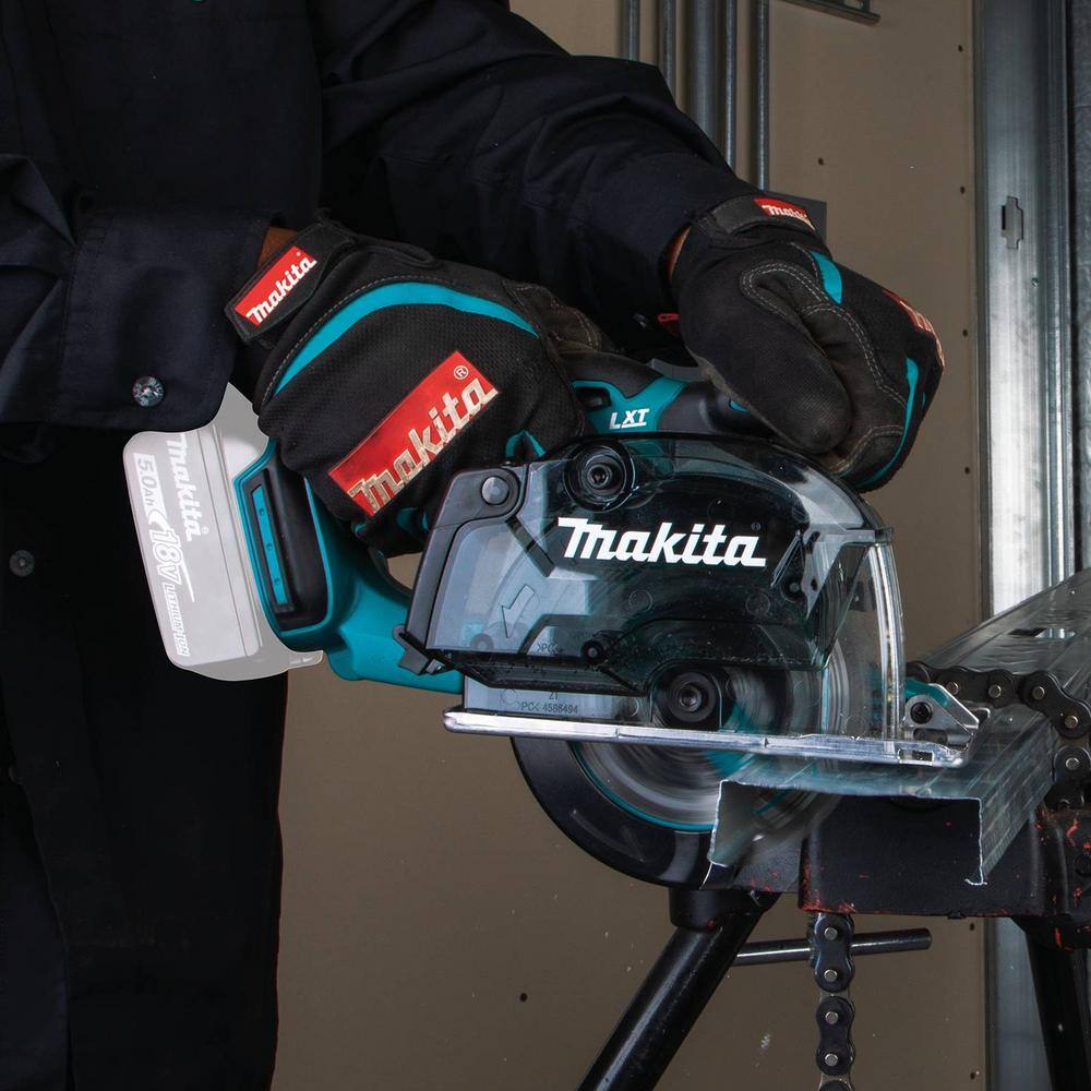 Makita 18V LXT Lithium-Ion Cordless 5-38 in. Metal Cutting Saw with Electric Brake and Chip Collector Tool-Only XSC03Z