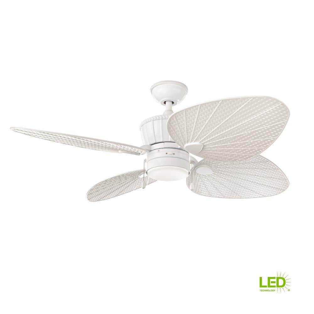 Home Decorators Collection Pompeo 52 in Integrated LED IndoorOutdoor White Ceiling Fan with Light Kit