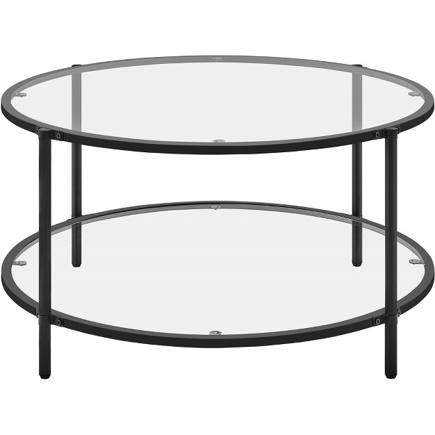 Yaheetech Modern Round Glass top Coffee Table For Living Room