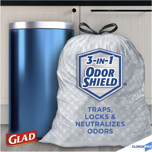 Clorox Glad ForceFlex Tall Kitchen Drawstring Trash Bags | 13 gal， 24