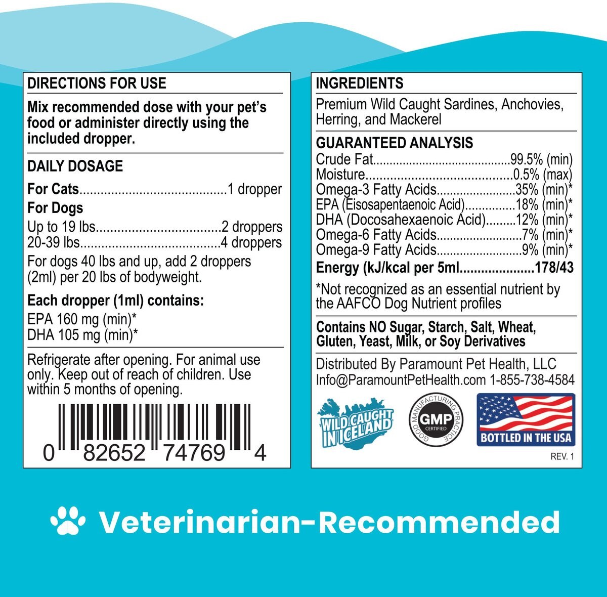 Paramount Pet Health Omega-3 Fish Oil Dog and Cat Supplement