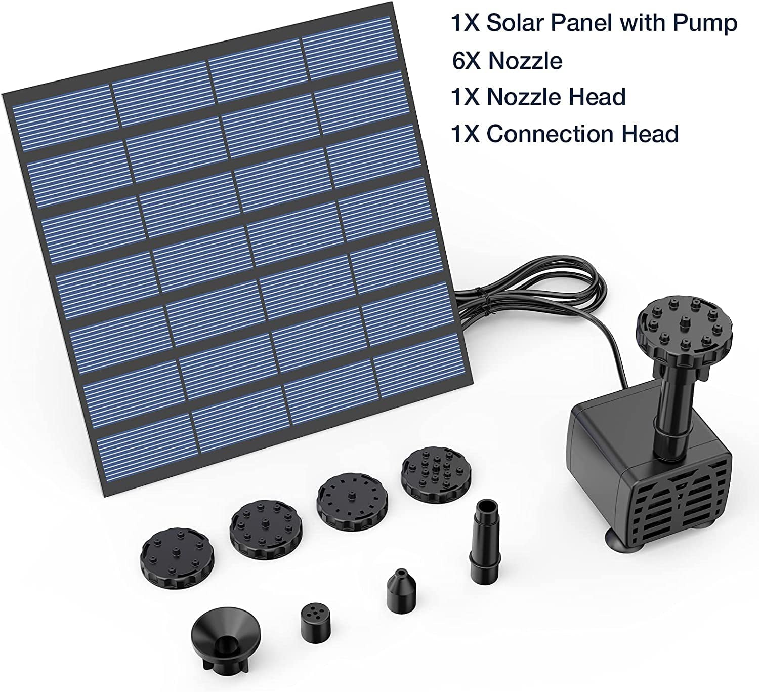 AISITIN Solar Fountain Water Pump， 1.5W Solar Powered Bird Bath Fountain， Submersible Water Pump Kit Solar Panel Kits for Outdoor Pool， Small Pond， Garden Fish Tank