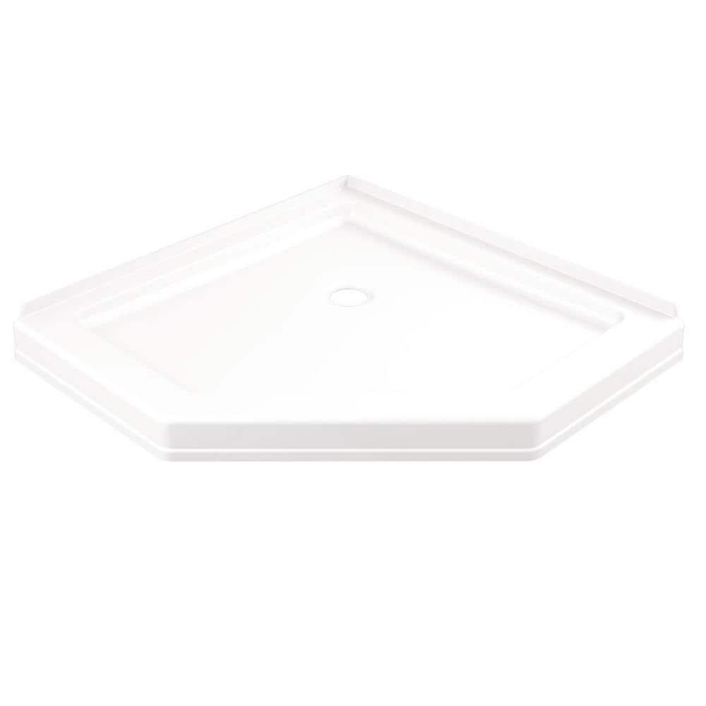 Delta Foundations 38 in L x 38 in W Corner Shower Pan Base with Corner Drain in White