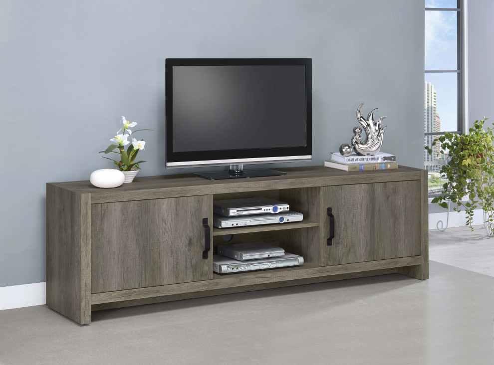 Burke 2 door TV Console Grey Driftwood   Modern   Entertainment Centers And Tv Stands   by Modon  Houzz