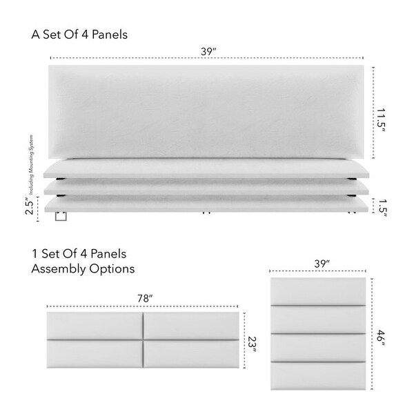 VANT Upholstered Headboards - White Dove - 39 Inch - Set of 4 panels. - - 14418886