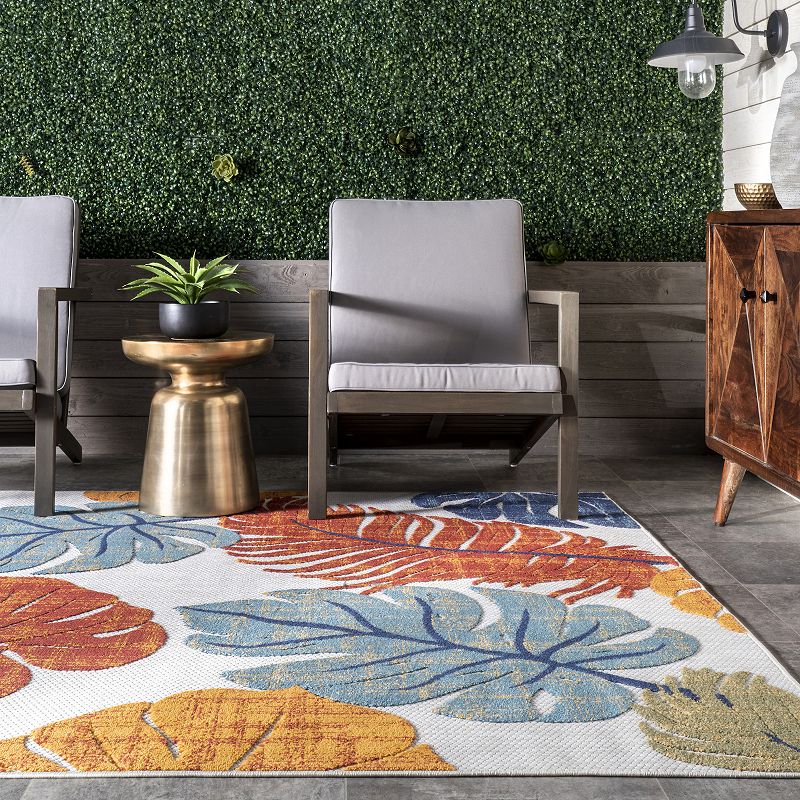 nuLOOM Ryleigh Textured Leaves Indoor/Outdoor Area Rug