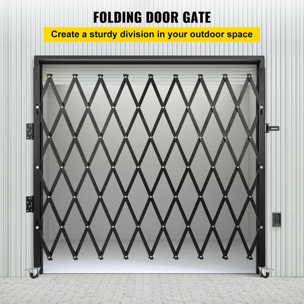 VEVOR Single Fold Security Gate 78.7 H x 95.3 W in. Steel Fold Door Gate with Padlock 360 Roll Barricade Gate Garden Fence SSFDMDM2X2.28M001V0