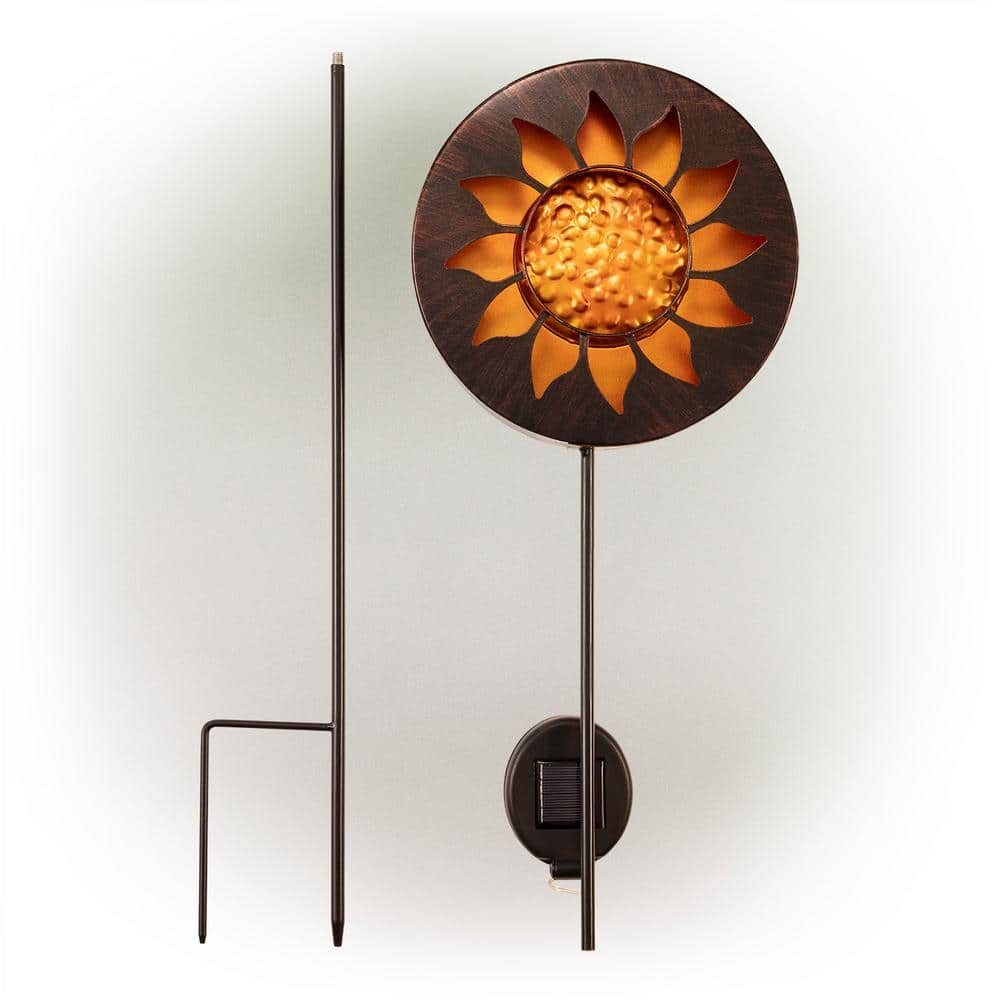 Alpine Corporation 40 in. Tall Outdoor Solar Powered Garden Stake Sunflower Design with LED Lights ZEN280TM