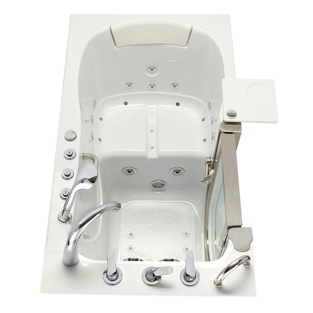 Ella Elite 52 in. Whirlpool and Air Bath Walk-In Bathtub in White Right Door Heated Seat Fast Fill Faucet2 in. Dual Drain 931075PH