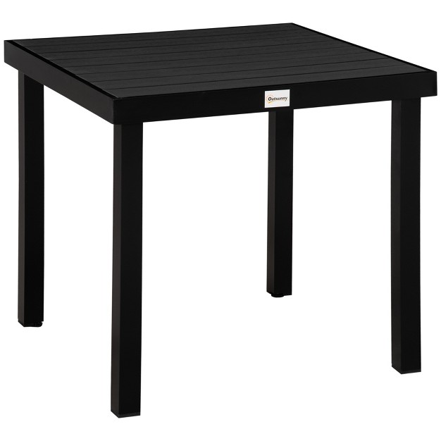 Outsunny Patio Dining Table Rectangular Aluminum Outdoor Table For Garden Lawn Backyard Black