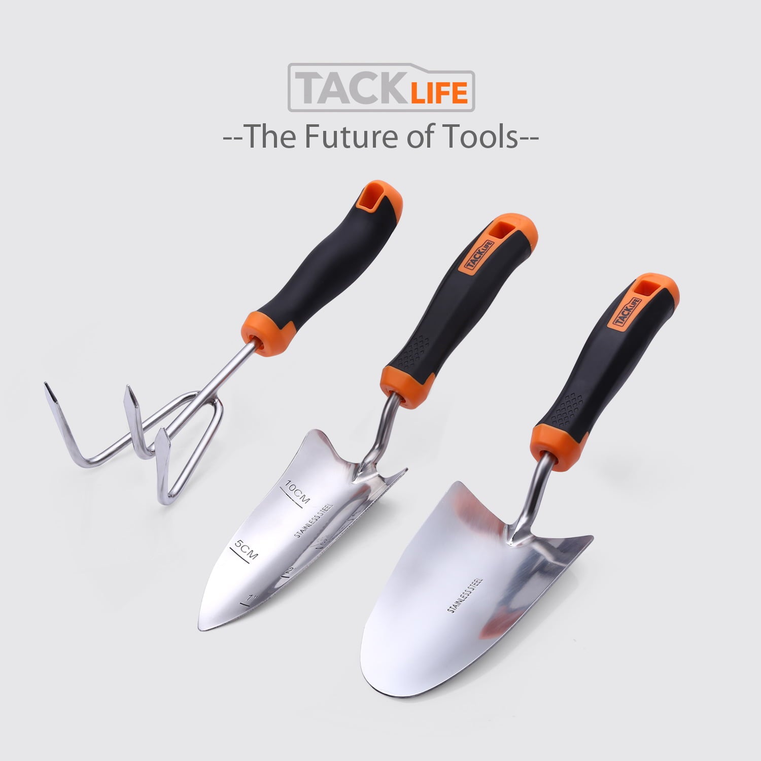 TACKLIFE Garden Tool Set, 3 Piece Stainless Steel Heavy Duty Gardening Kit - GGT1A