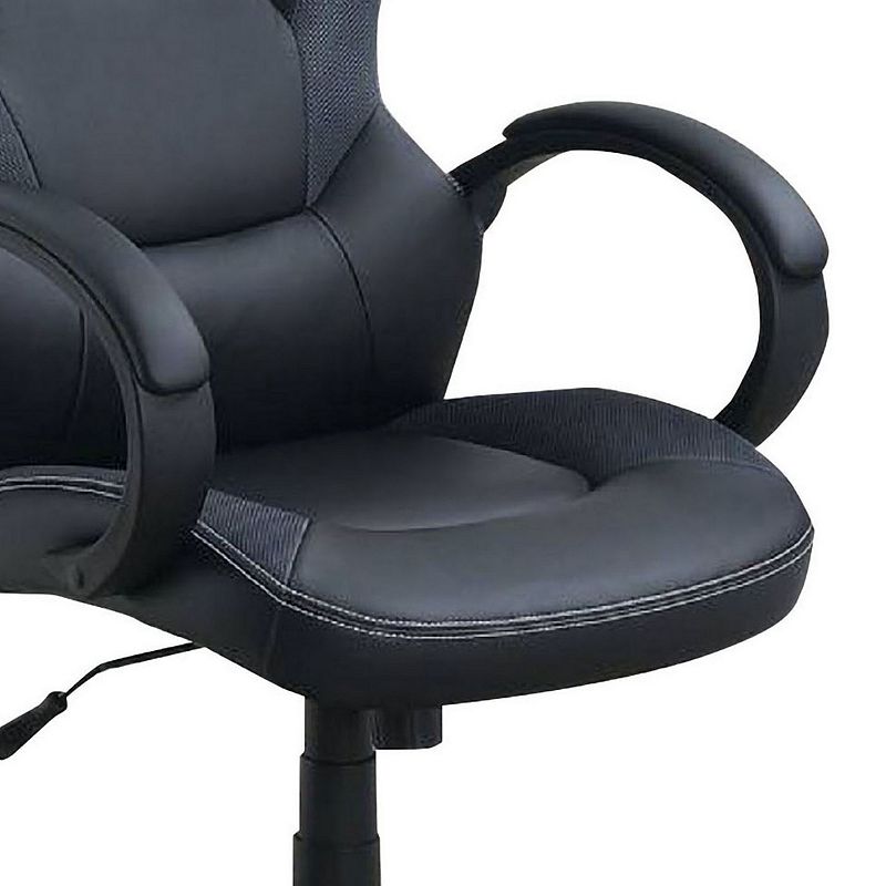 Office Chair with Curved Cut Out Padded Back， Black