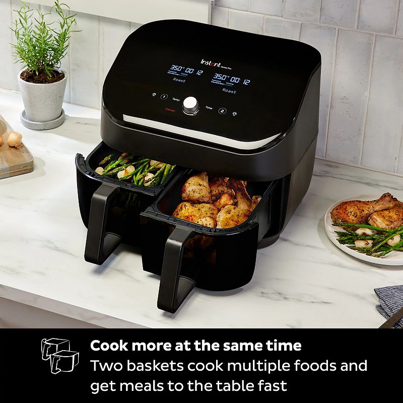 Instant Pot Vortex Plus Black Dual-Basket 8-in-1 Air Fryer with ClearCook