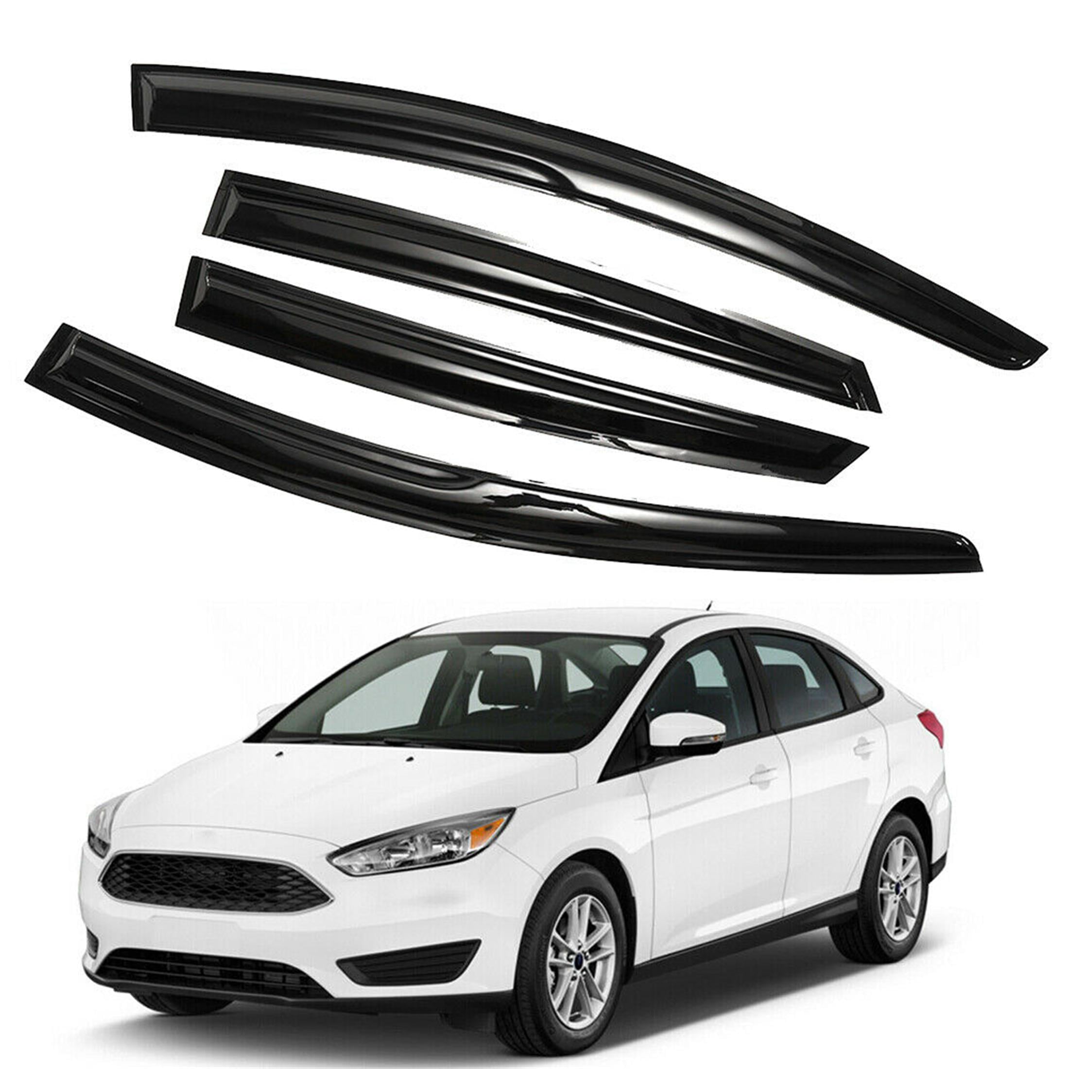 For 2012-2018 Ford Focus Smoke Window Vent Visor Sun Rain Guard Wind Deflectors