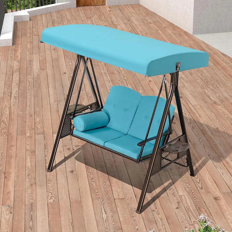 Clearance – PURPLE LEAF Outdoor Adjustable Canopy Swing Patio Porch Swing with Cushions and Pillow