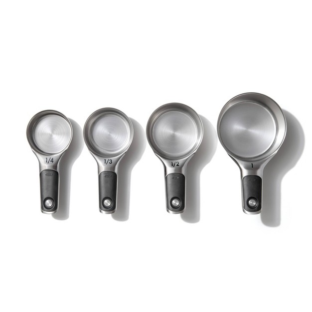 Oxo 4pc Stainless Steel Magnetic Measuring Cups Set Black