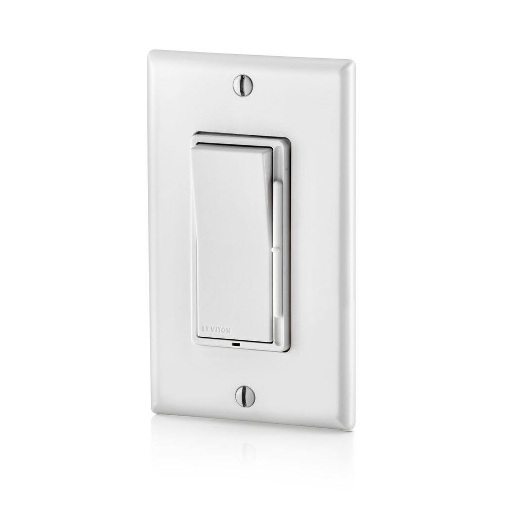 Leviton Decora 600-Watt Single-Pole3-Way Dimmer Universal Rocker Antimicrobial Slide WhiteLight Almond RA2-DSL06-2AW