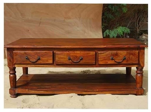 Bakersfield Solid Wood Baluster Coffee Table With 3 Drawer   Traditional   Coffee Tables   by Sierra Living Concepts Inc  Houzz