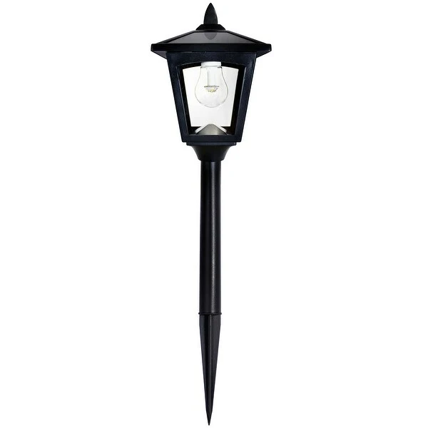 Solar Path Lights with Warm White LED Bulb - 4PK - Black