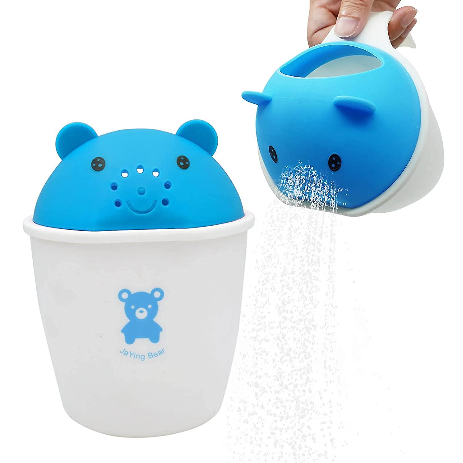 Baby Bath Rinse Cup - Little Bear Cartoon Baby Shower Cups With Handle - Bath Rinser Pail To Wash Hair And Wash Out Shampoo By Protecting Infant Eyes