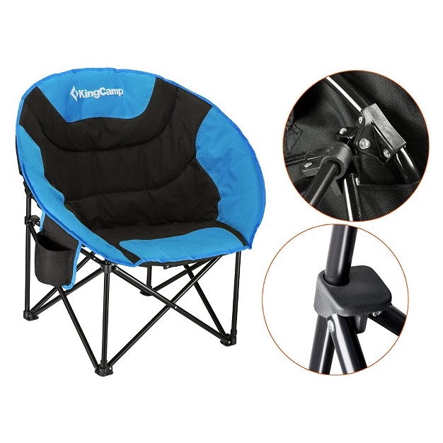 Kingcamp Foldable Saucer Moon Lounge Chair With Cupholder Storage Pocket For Indoor Home Or Outdoor Camping And Tailgating Use