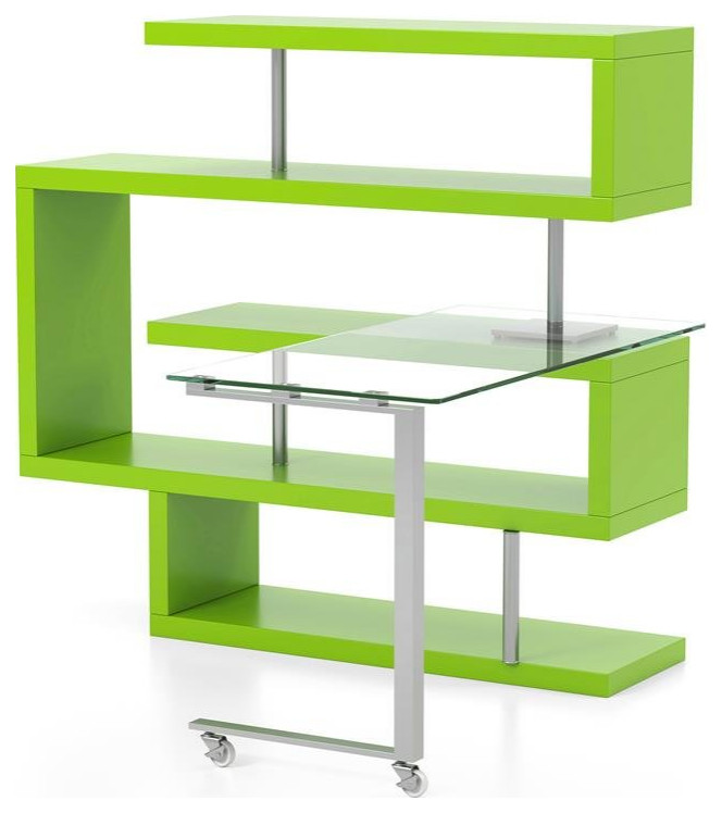 Furniture of America Creema Modern Wood 4 Shelf Bookcase Desk in Green   Contemporary   Bookcases   by Homesquare  Houzz