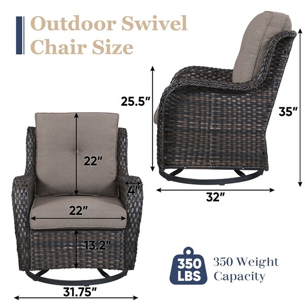 Pocassy PE Wicker Rocking Chair Swivel Chairs Glider Chair