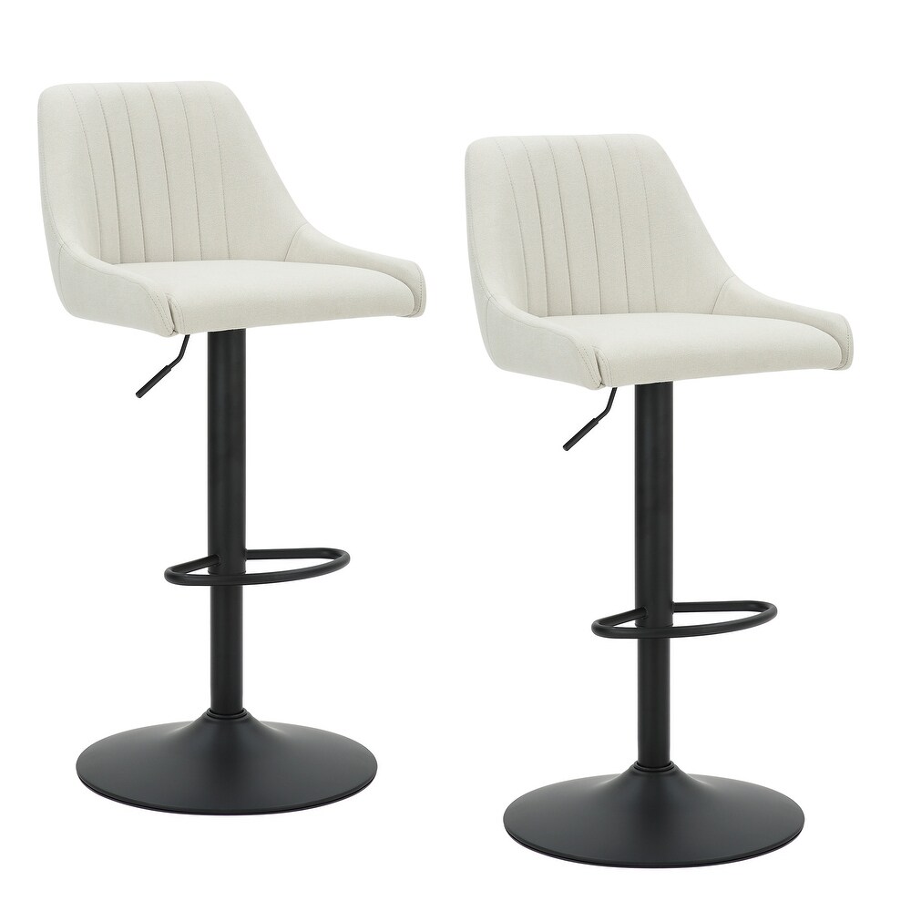 Set of 2 Modern Fabric and Metal Adjustable Air Lift Stool with Swivel