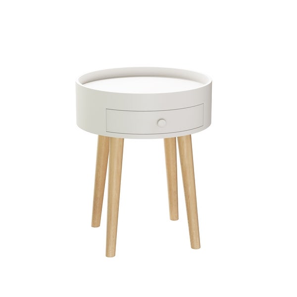 Round Side Table with 4-Legs ofd 1-Drawe